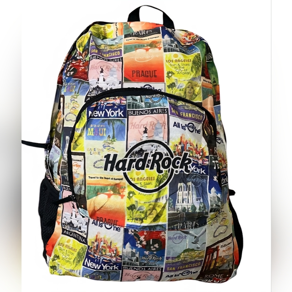 Hard Rock Cafe World Tour Multicolor Packable Backpack.
